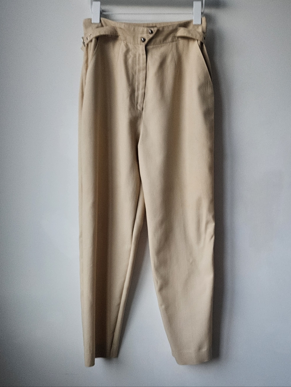 Thiery Mugler Activ Vintage Ivory With Silver Studs High Waist Pleat Pants